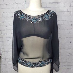 La Nuit Silk Embroidered Beaded Shrug